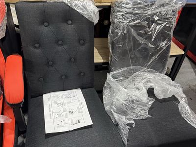 SKU OW-LW87002-CHARCOAL Set of 2 Charcoal Dining Chairs - Tufted Back, New and freshly built.