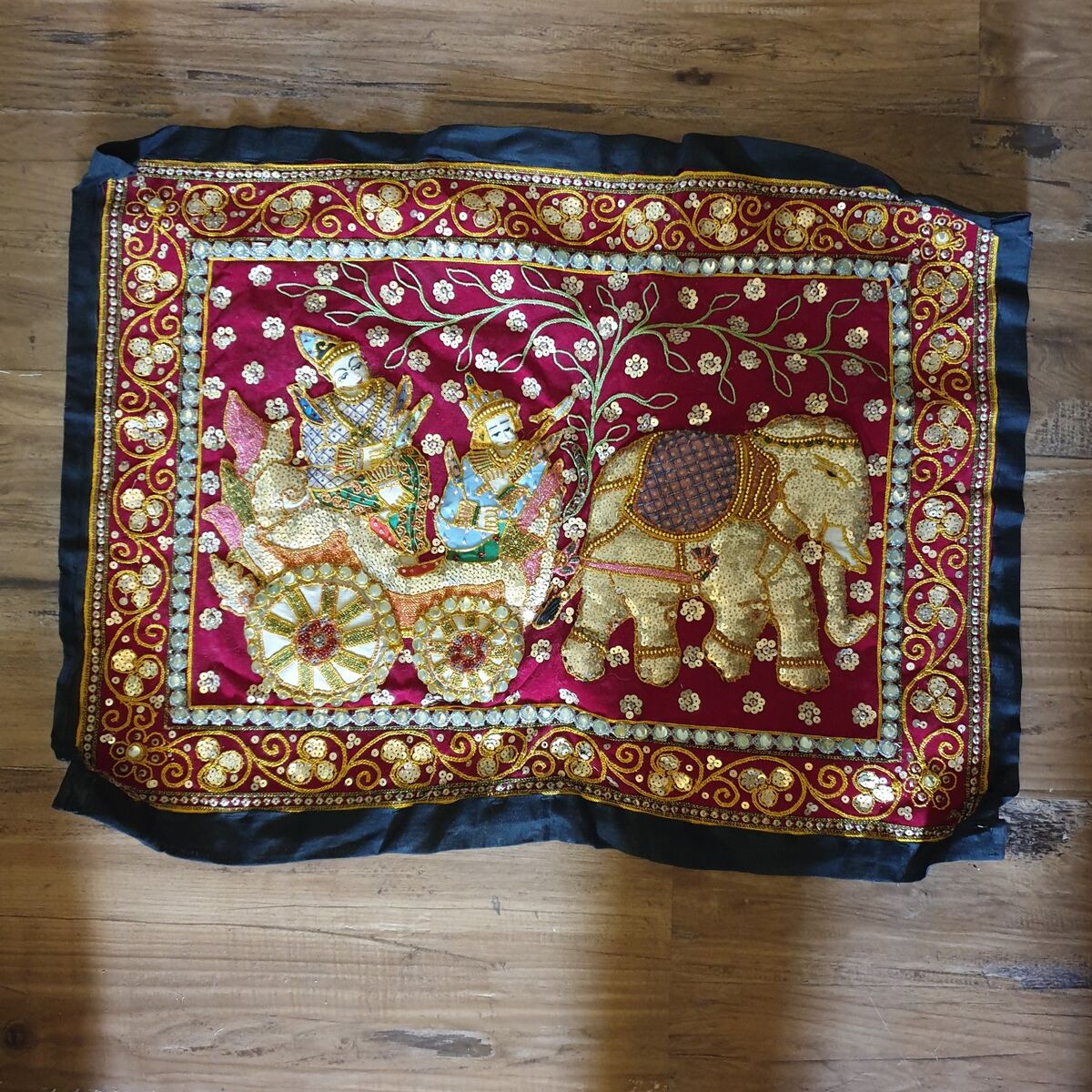 Rare Antique Vintage Burmese Kalaga Wall Tapestry