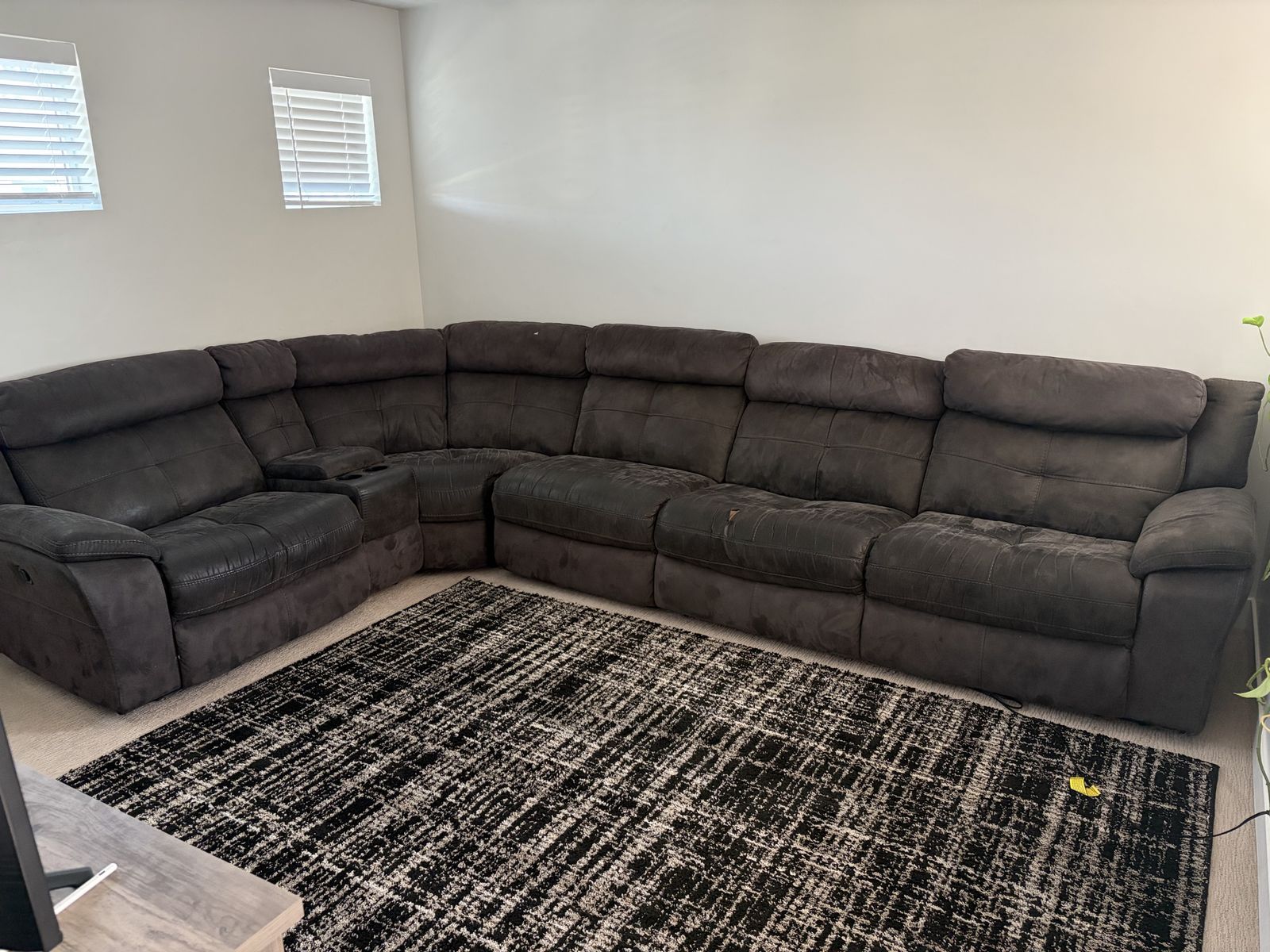 Gray L-Shaped Reclining Sectional Sofa with Cupholders