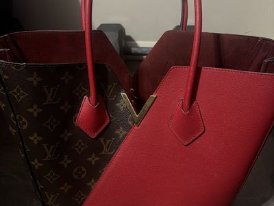 That’s a Louis Vuitton Kimono MM tote (red + monogram canvas