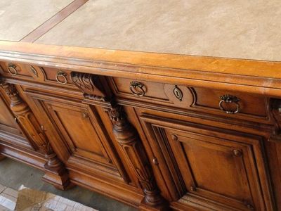 Henredon Buffet with Stone Top and Lined Silverware Drawer