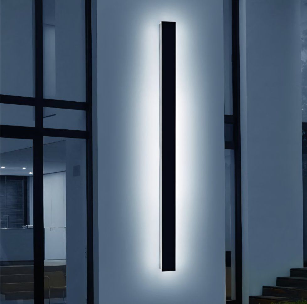71inch Modern Outdoor Wall Light, 3000K-6000K Dimmable Outside Wall Sconce, Black Exterior Lighting Fixture, IP65 Waterproof Lin