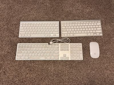3 Apple Mac Keyboards and 1 Mouse for Parts