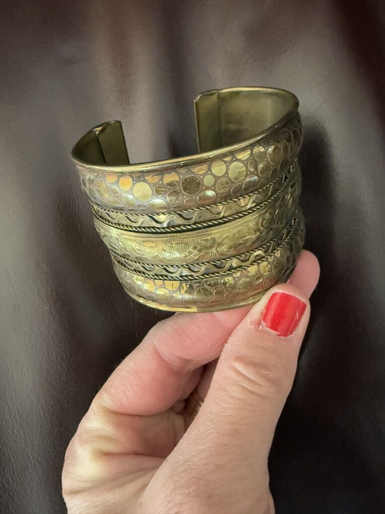 Brass cuff bracelet with beautiful details