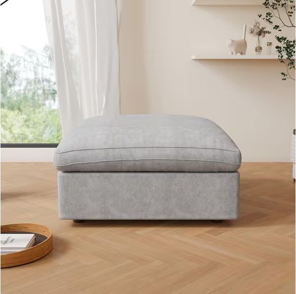 NEW! Ottoman 38” Upholstered Modern Square – Gray