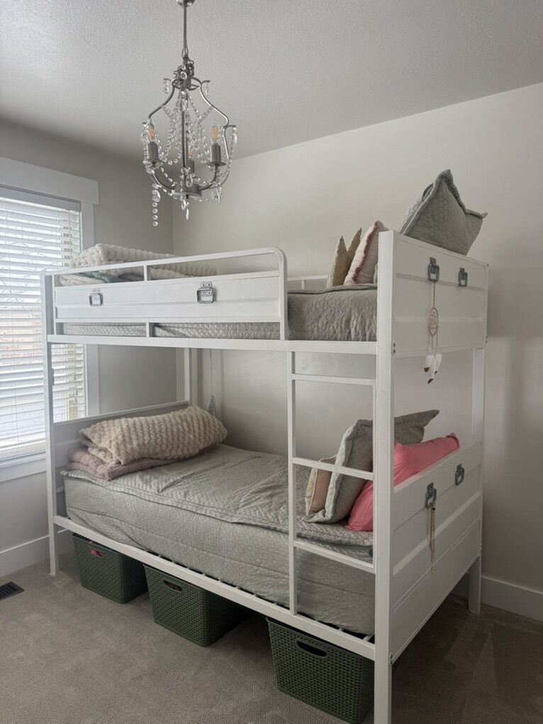 Cream Metal Twin Bunk Bed