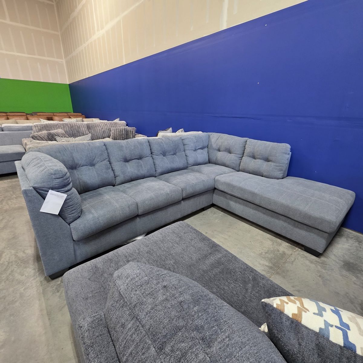Warehouse Closeout Blue 2pc Sectional