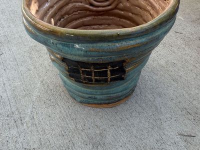 Handcrafted Glazed Pottery Planter Pot signed Charlize Lara 2017