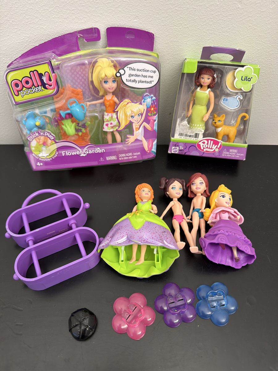 Polly Pocket Flower Garden & Lila Doll with Cat Playset - New, Sealed