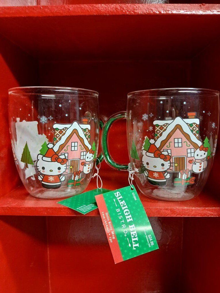 Hello Kitty Holiday Glass Cup/Mug - New w/Tag