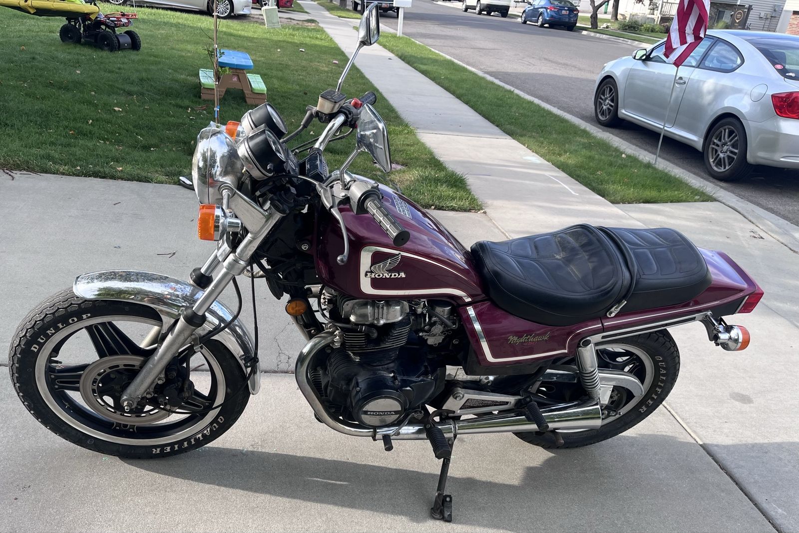 1982 Honda Nighthawk 450 Standard Motorcycle - Vintage Maroon Cruiser Bike