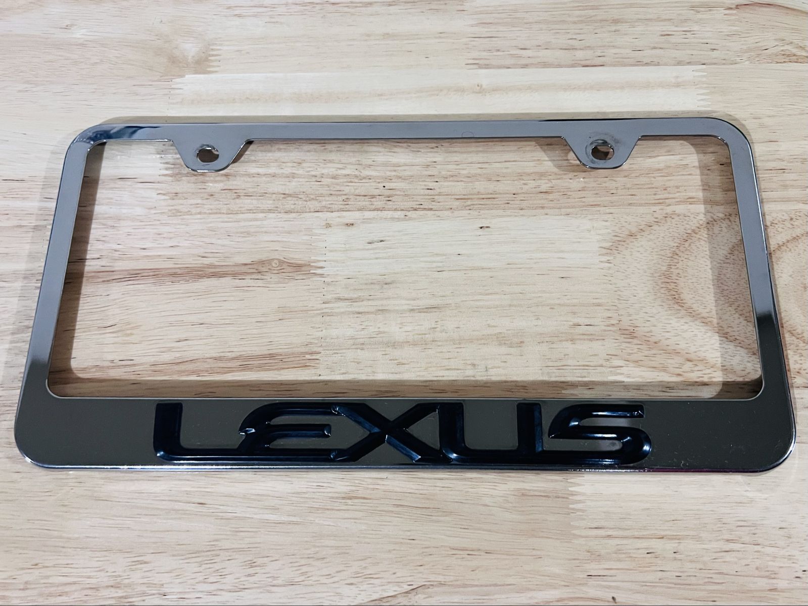 Lexus Chrome License Plate Frame with Black Lettering - OEM Car Accessory