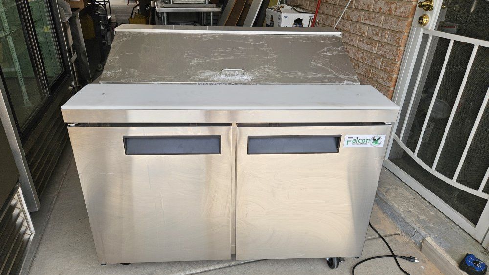 Falcon Stainless Steel 2-Door Sandwich Prep Table Refrigerator
