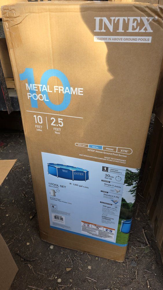 Intex 10ft Metal Frame Above Ground Swimming Pool w/ Krystal Clear Cartridge Filter Pump C330