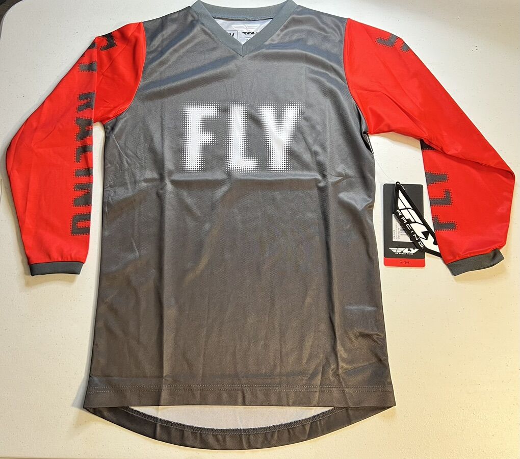 Fly F-16 Youth jersey Top Grey Red Youth Xl