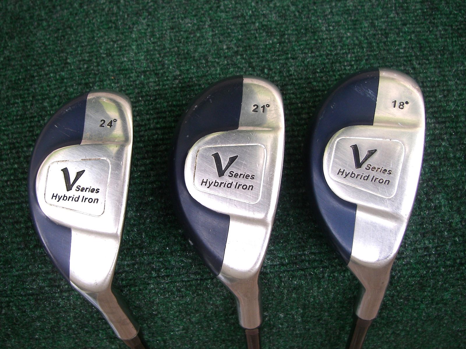 MENS V SERIES 2H 3H 4H HYBRID IRON SET, 18 21 24 DEG, 41" 40" 39" GRAPHITE FIRM FLEX