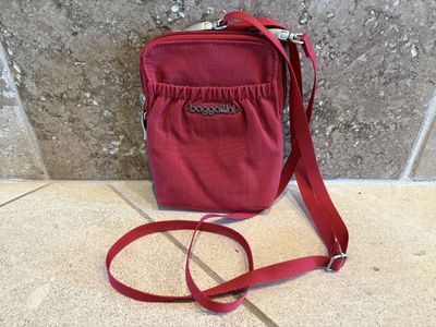 Red Nylon Baggallini Bryant Pouch RFID Crossbody Purse