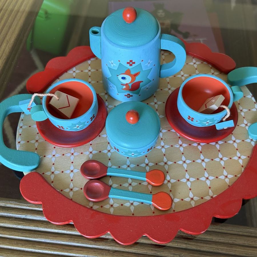 Cute Wooden Fox Tea Party Set