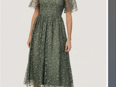 Baltic Born Kendra Embroidered Dress - Dark Sage - Size 1X