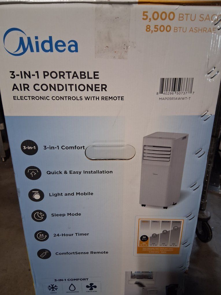 Midea MAP05R1AWWT-T 3-in-1 Portable Air Conditioner 5,000 BTU SACC with Remote