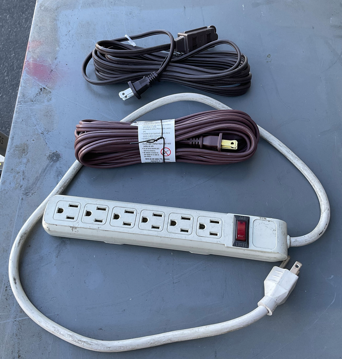 Power Accessories Bundle - 6-Outlet Surge Protector Power Strip + 2 Cords