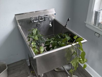 Stainless Steel Single Basin Utility Sink with Faucet - 34" x 27" - Commercial Grade