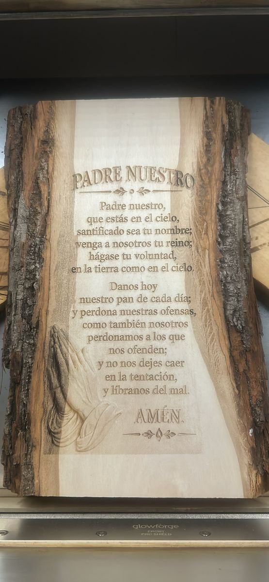 Laser Engraved Live Edge Natural Wood Wall Art Religious Carving
