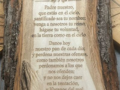 Laser Engraved Live Edge Natural Wood Wall Art Religious Carving