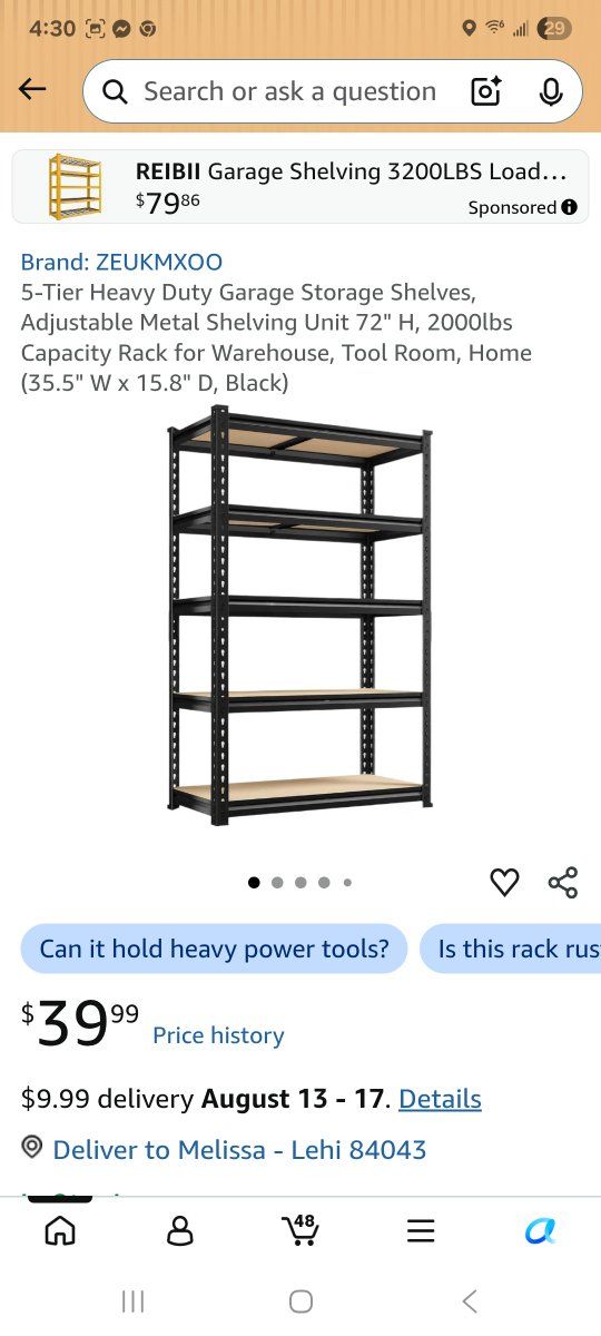 NEW IN BOX  5-Tier Heavy Duty Garage Storage Shelving Unit