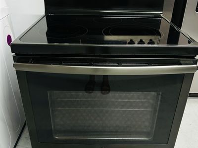 Ge Black Stainless Steel Conv Oven Electric Glass Top Range