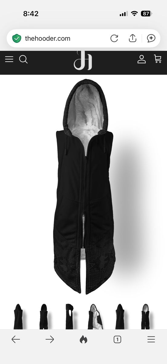 The Hooder Hiss Ombré Hooder Black Faux Fur Lined Longline Vest Unisex, Size Small