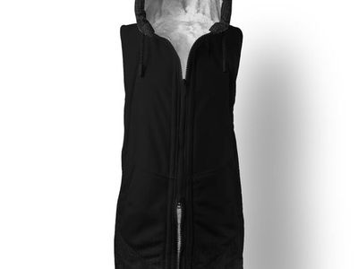 The Hooder Hiss Ombré Hooder Black Faux Fur Lined Longline Vest Unisex, Size Small