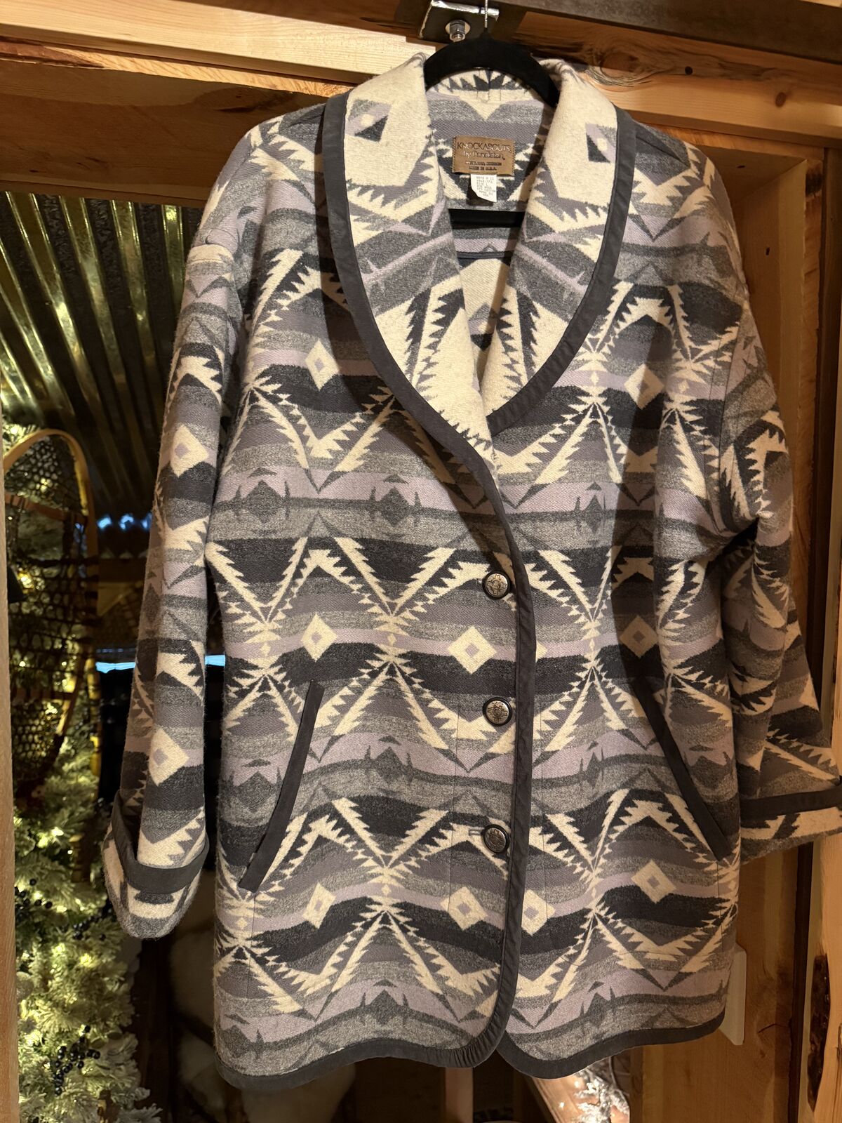 VINTAGE PENDLETON WOOL KNOCKABOUTS BLANKET COAT JACKET WOMENS LARGE