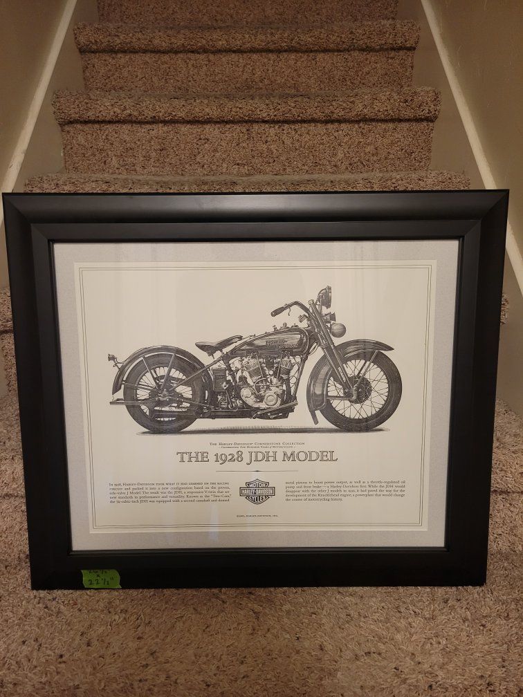 Framed Harley-Davidson Cornerstone Collection 1928 JDH Model Print Wall Art