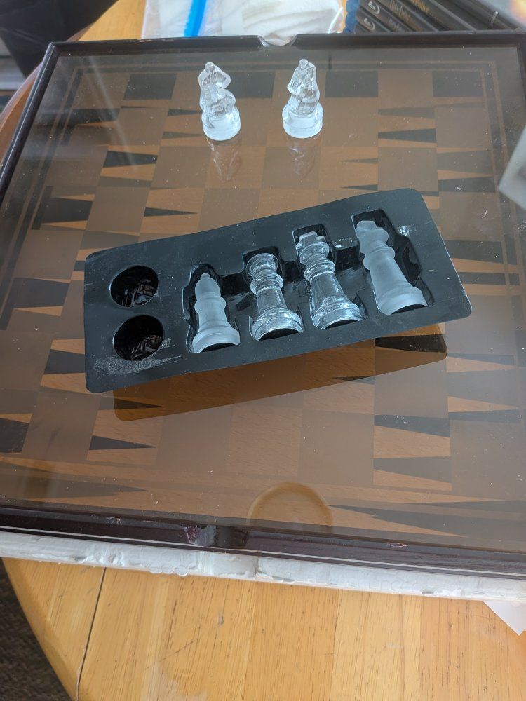 Glass Chess Board with Clear Chess Pieces - Modern, Elegant Design