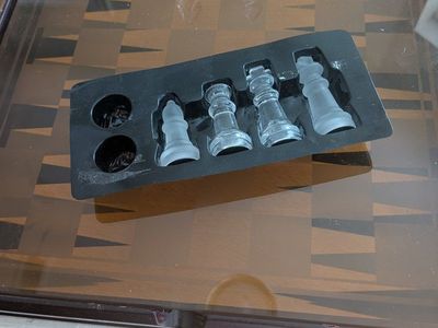 Glass Chess Board with Clear Chess Pieces - Modern, Elegant Design