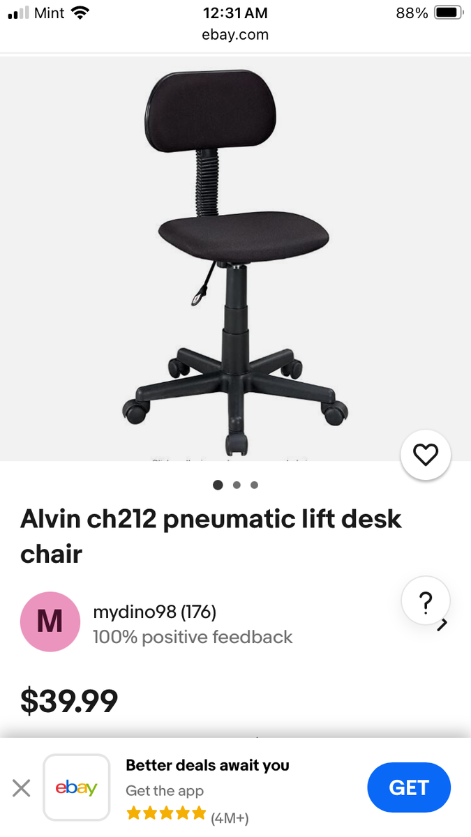 Alvin model CH212 Pneumatic Lift Desk Chairs two for $35.00