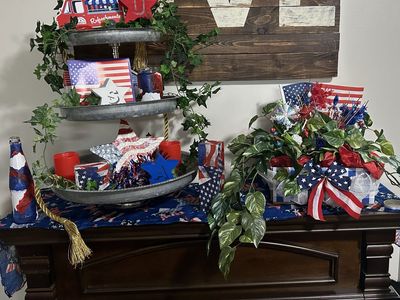 Patriotic Decor - Americana Stars & adorable plant