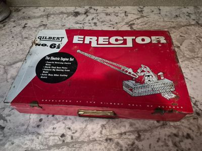 COMPLETE Vintage Gilbert Erector Set 6 1/2 WORKING Motor Tin Shed Tools