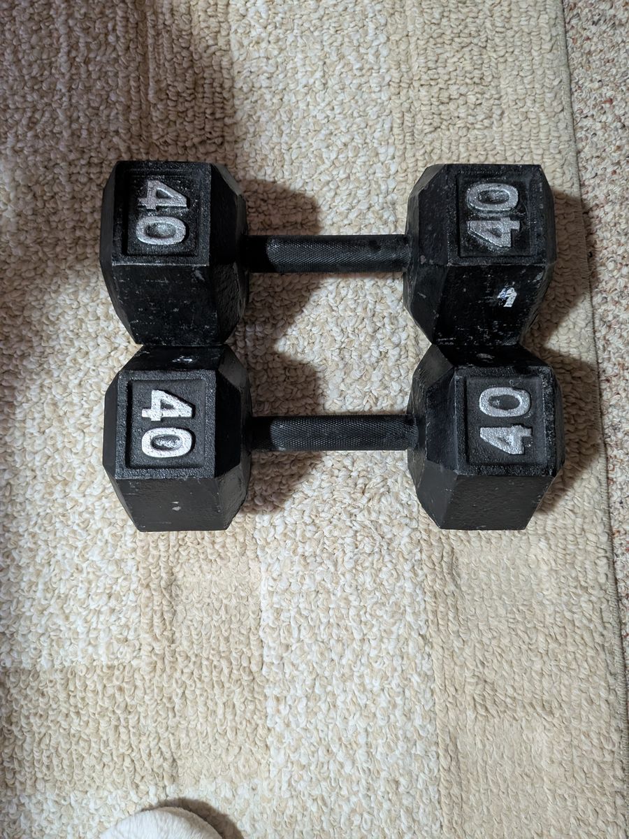 Pair of 40lb Hex Dumbbells - Strength Training Weights