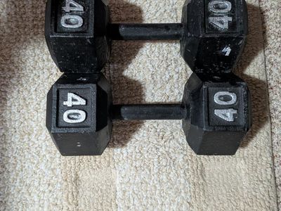 Pair of 40lb Hex Dumbbells - Strength Training Weights