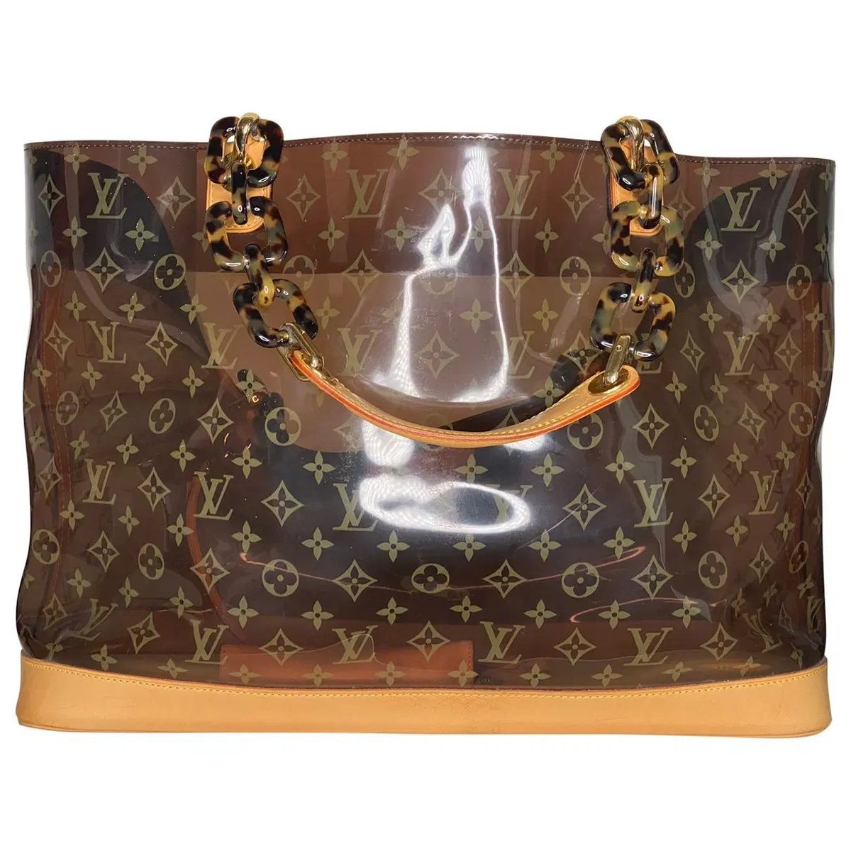 Louis Vuitton Monogram Vinyl Cabas Ambre PM Tote Bag - Clear/Brown with Tortoise Handles