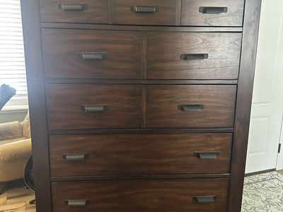 Chest of drawers, two nightstands