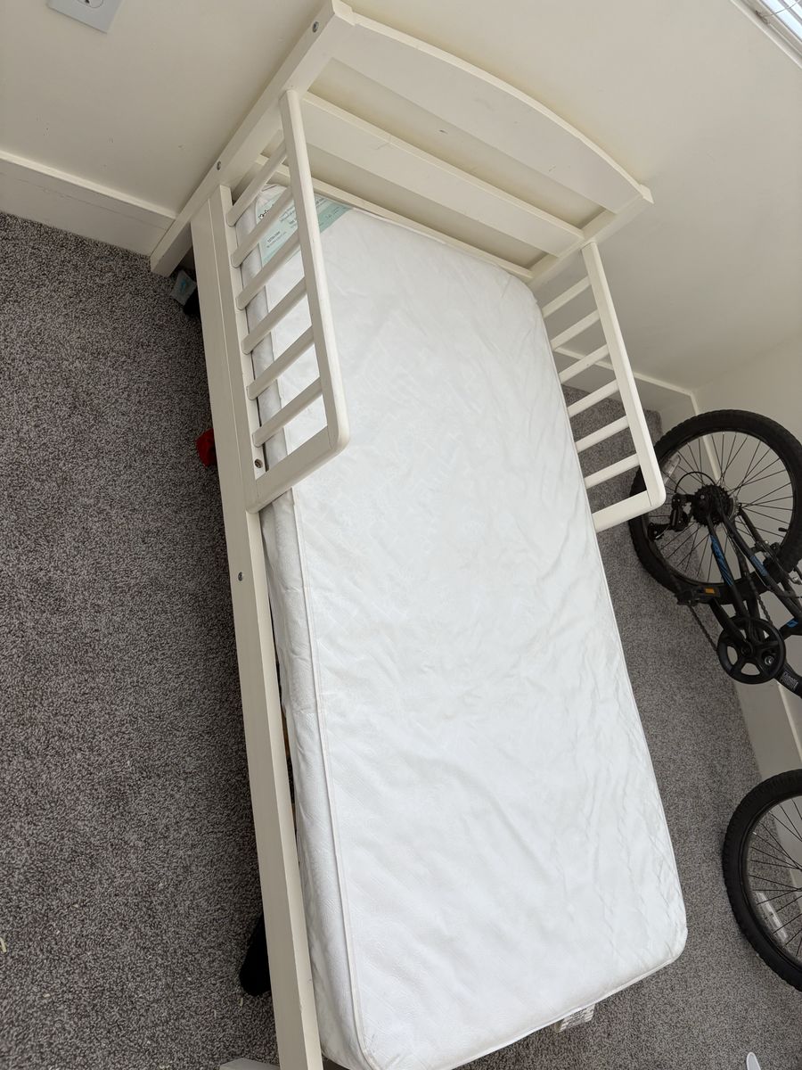 White Toddler Bed with Mattress - Excellent Condition Kids Bed