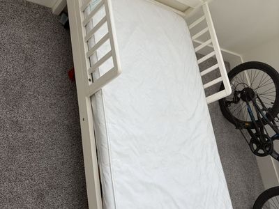 White Toddler Bed with Mattress - Excellent Condition Kids Bed