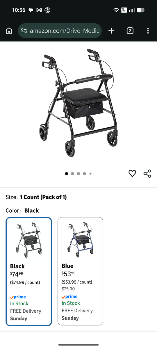 Drive Medical Aluminum Rollator Walker - Fold Up & Removable Back