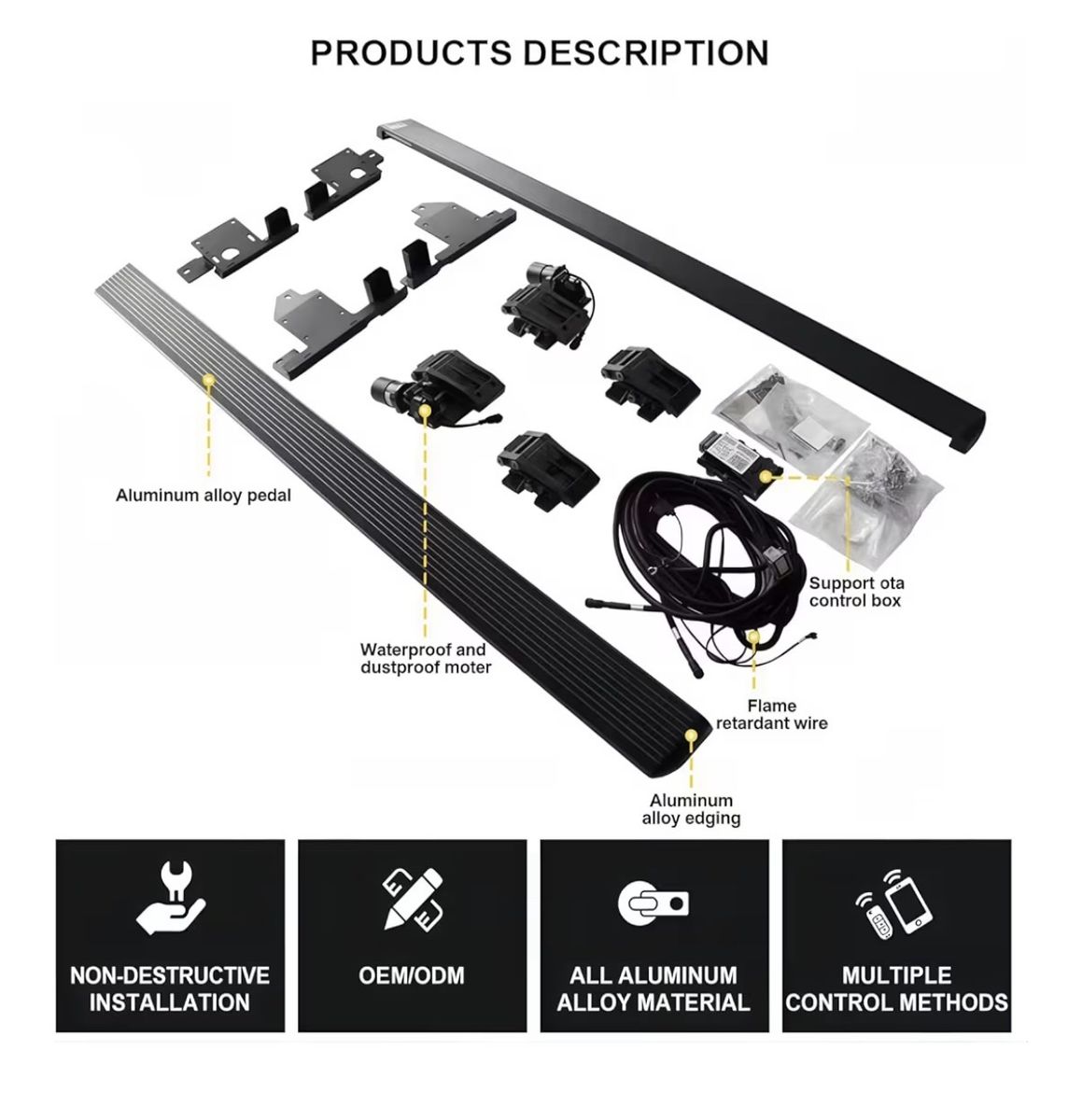 2014–2021 Toyota Tundra Electric Power Running Boards w/ LED Strip Lights (New In Box)