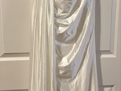 Elegant White Embellished Wedding Dress - Size Medium (10)