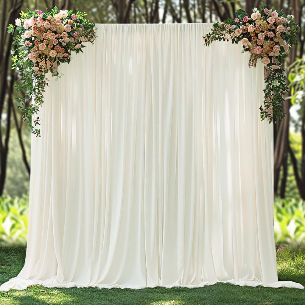 NEW 30x10ft Wrinkle Free Ivory Backdrop Curtain for Parties Soft Fabric Drapes Wedding Ivory Curtain Backdrop 6 Panels
