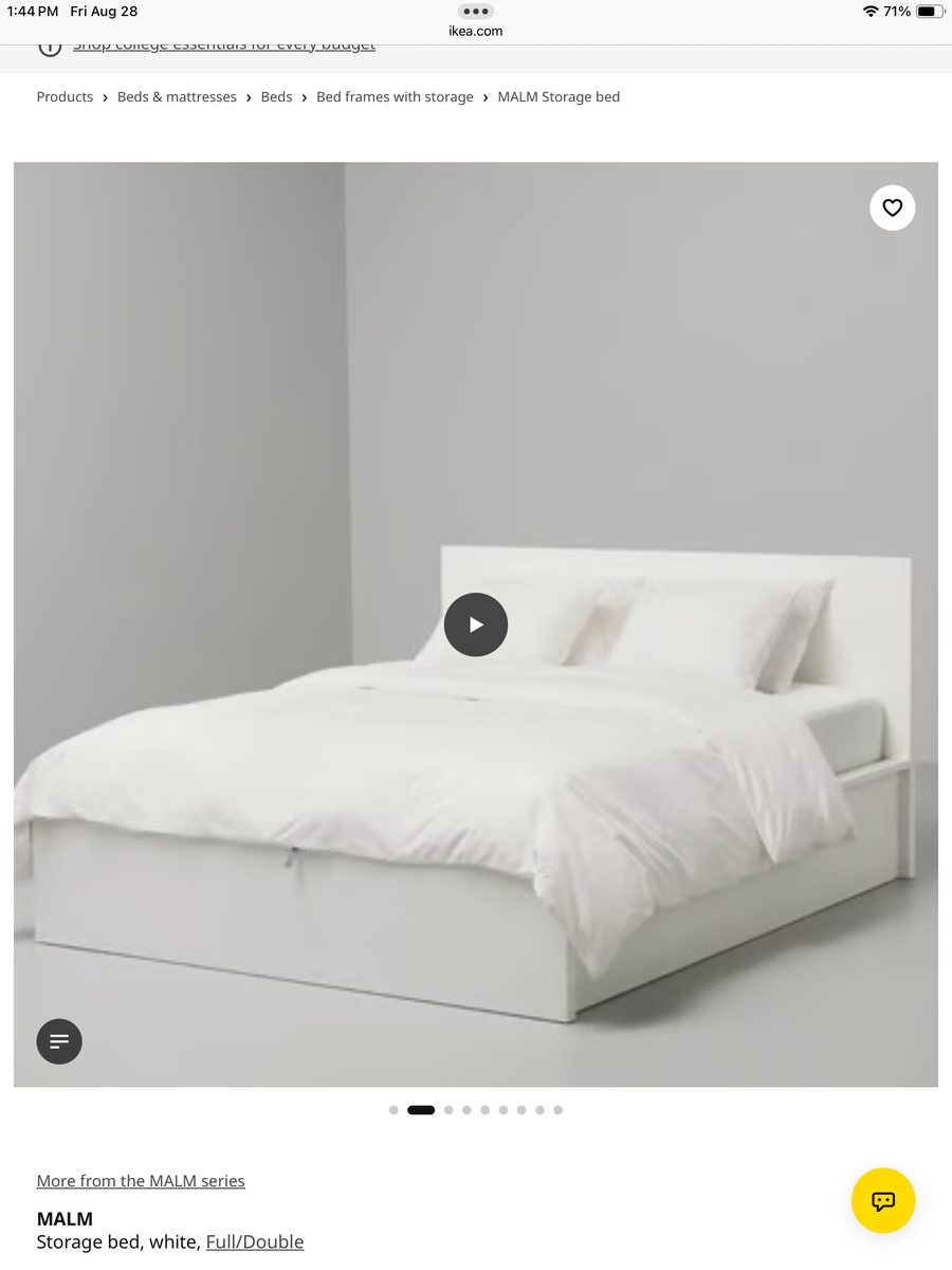 IKEA Malm white bed frame (Full)